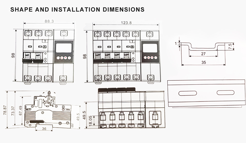 100A 2p 4p Multifunctional RCBO