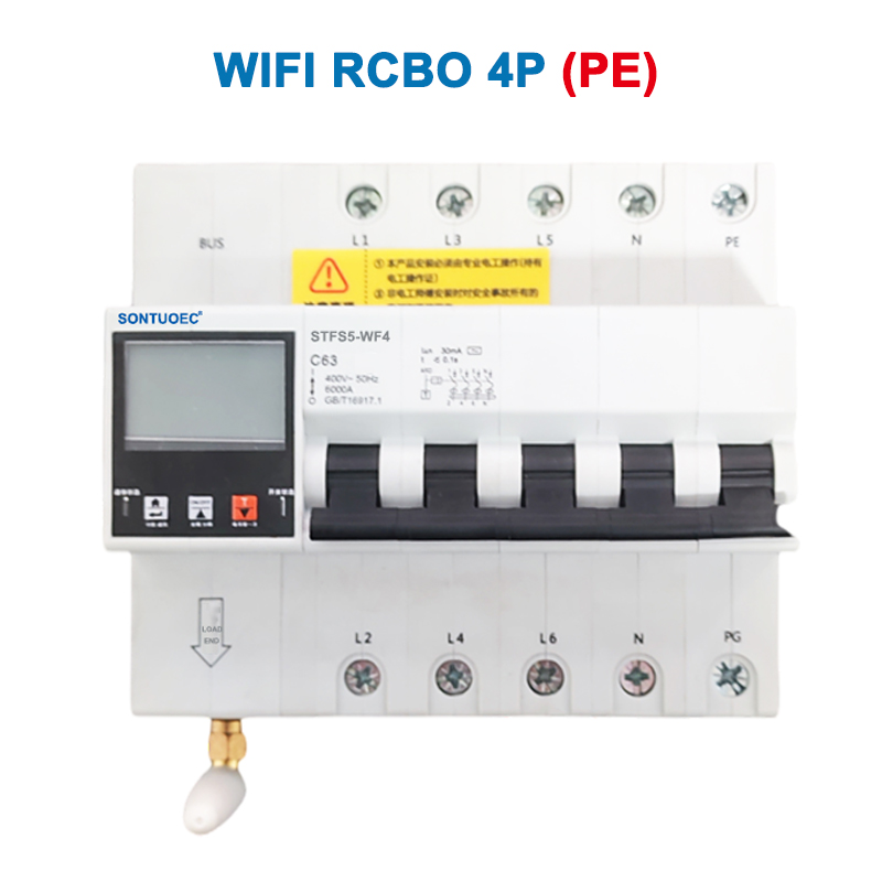 WiFi STFS5-63 серия много функционален IoT интелигентен RCBO интелигентен прекъсвач на веригата